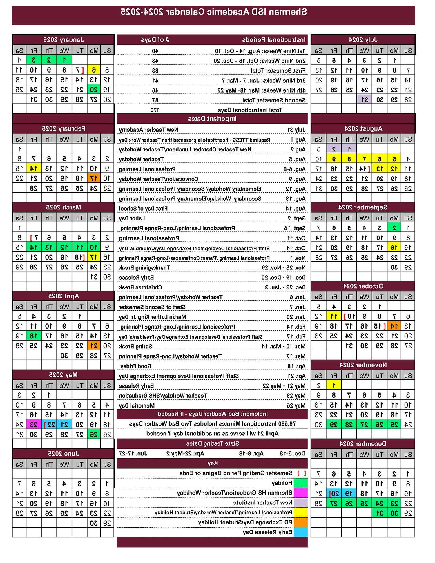 Academic Calendar 2024-2025